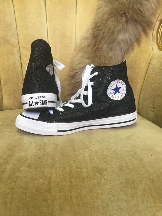 converse black sparkle shoes