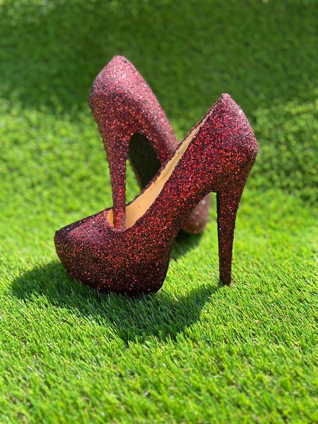 Burgundy Glitter High Heels