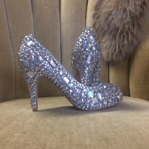 Clear crystal high heels. Custom made to order in multiple heights.
