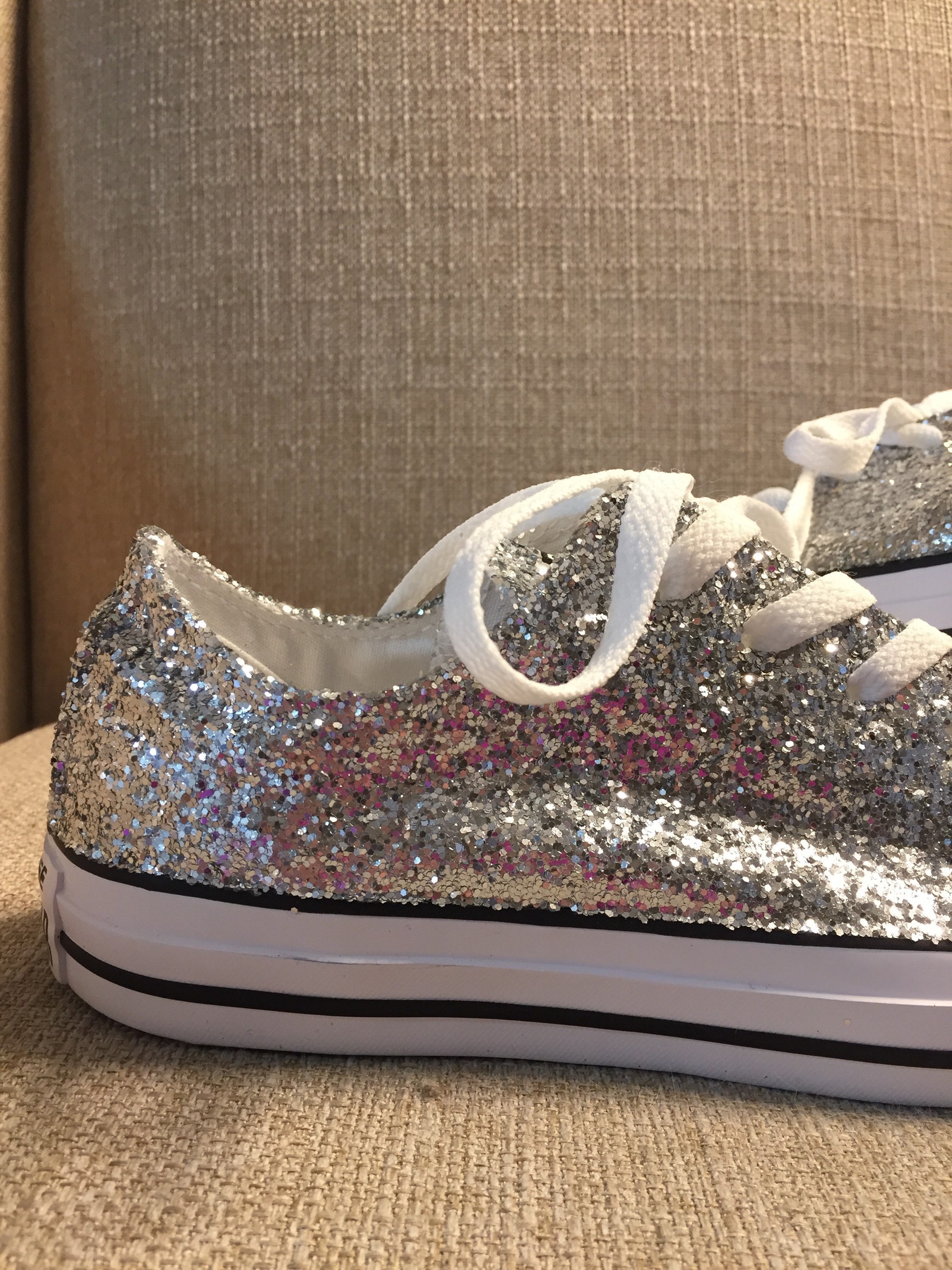 Authentic converse all stars in silver glitter. Custom made to | Etsy