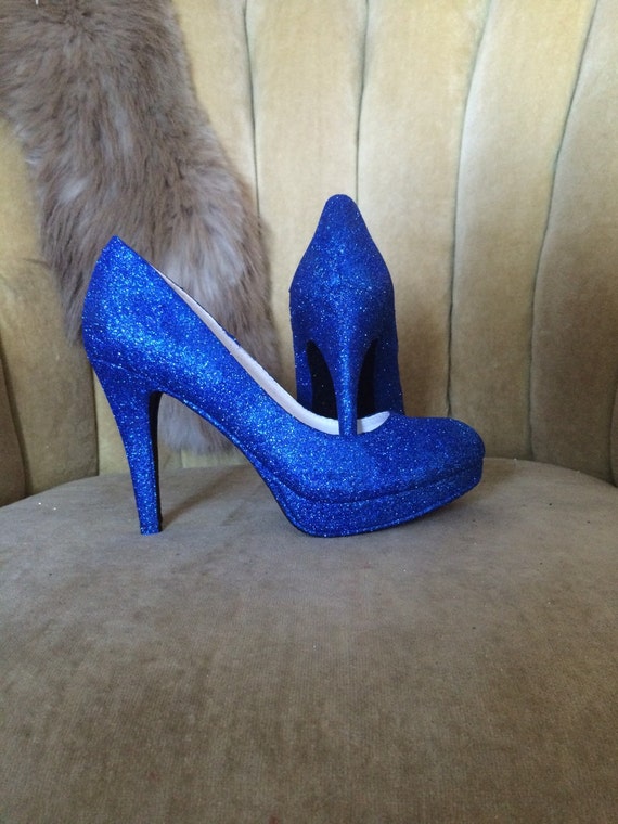 Custom made to order Glitter high heels. Blue high heels. | Etsy