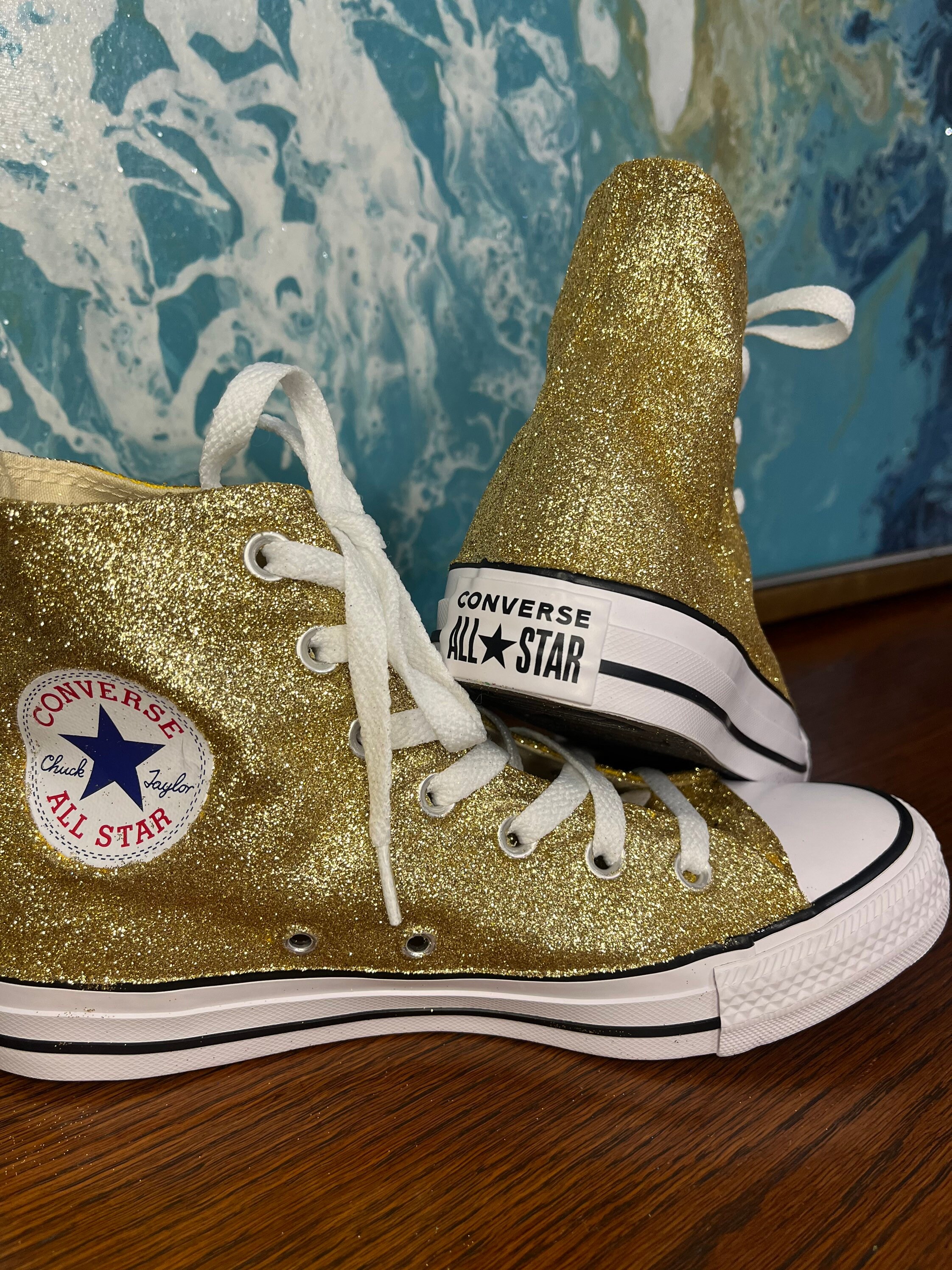 Gold Glitter Converse All Stars. Glitter Sneakers - Etsy
