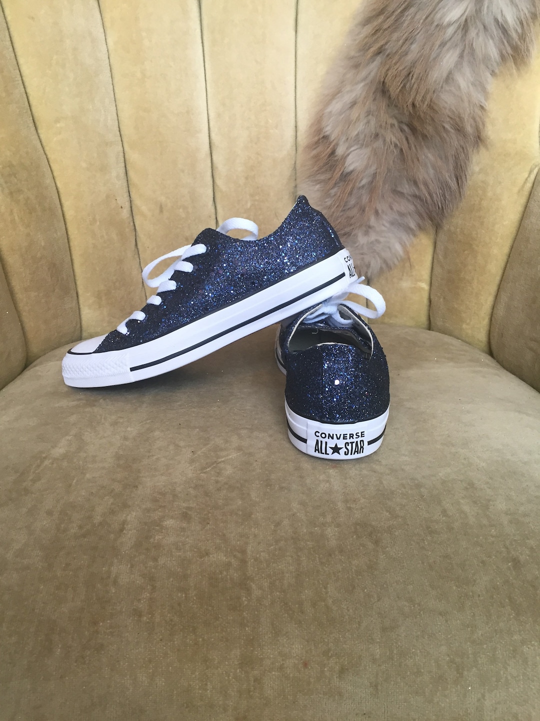 kontrol Pris Gamle tider Authentic Converse All Stars in Navy Blue Glitter. Custom Made - Etsy