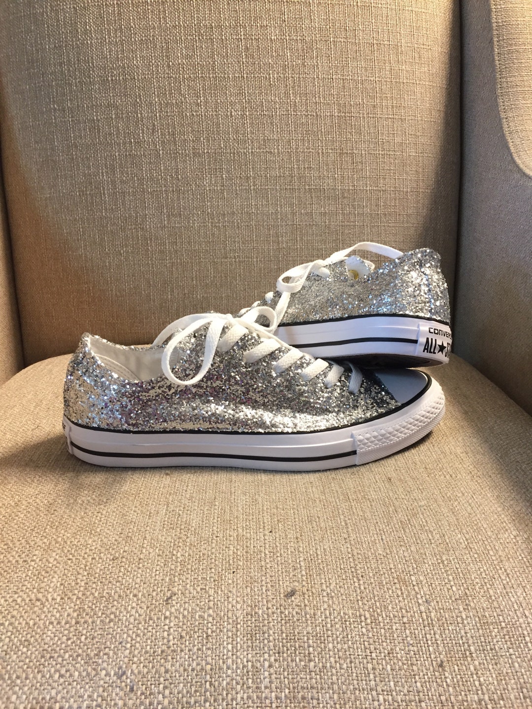 Authentic Converse All Stars in Silver Glitter. Custom Made to Order in ...