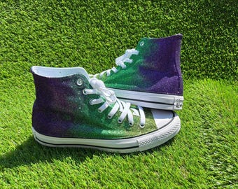 Converse All Sparkly Glitter Purple and Green Mardi