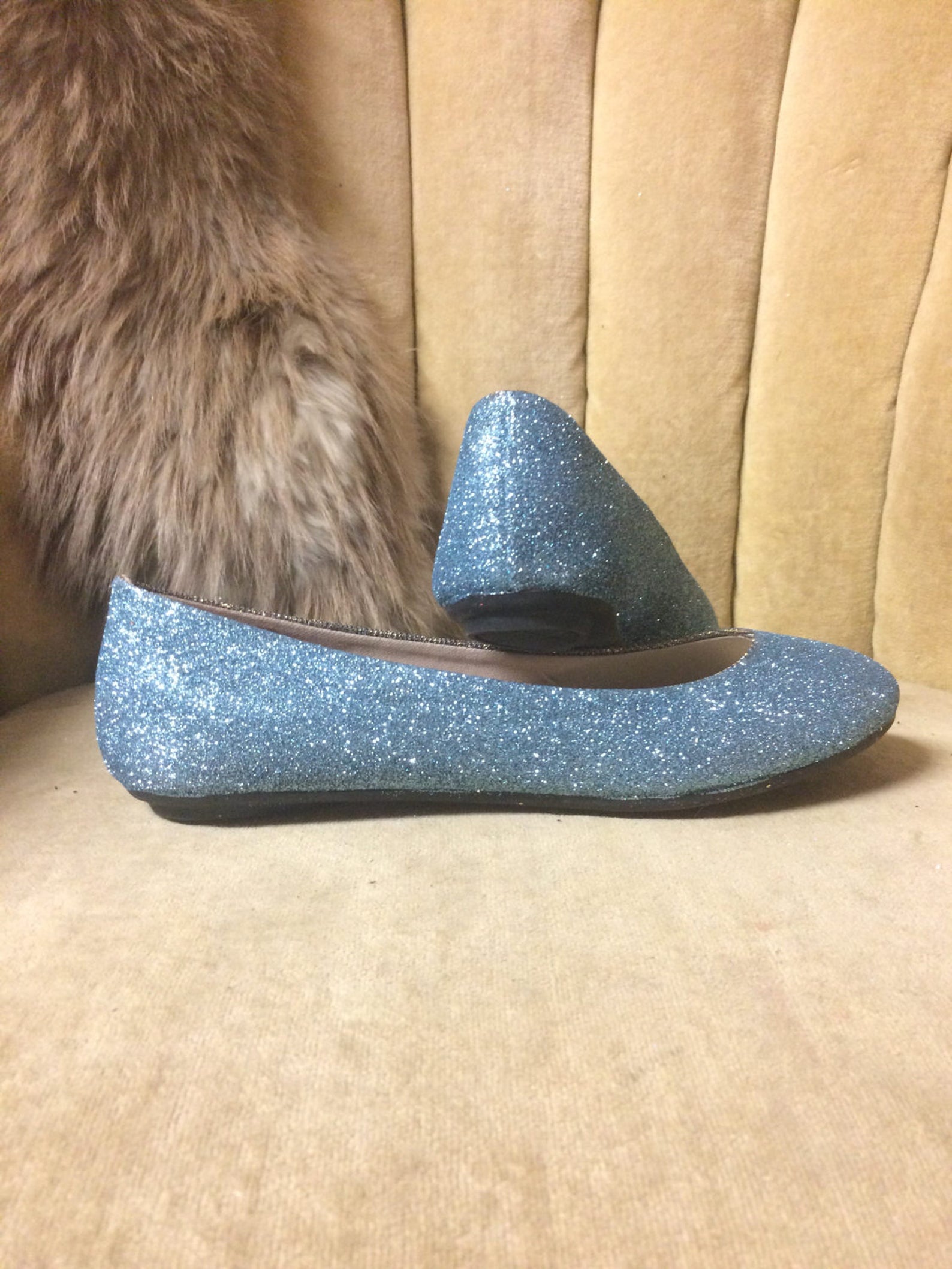 blue sparkle ballet flats