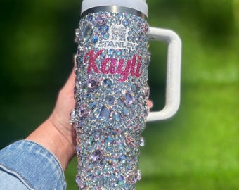 Personalized Rhinestone Stanley Quencher: Pink Crystal Name Tumbler