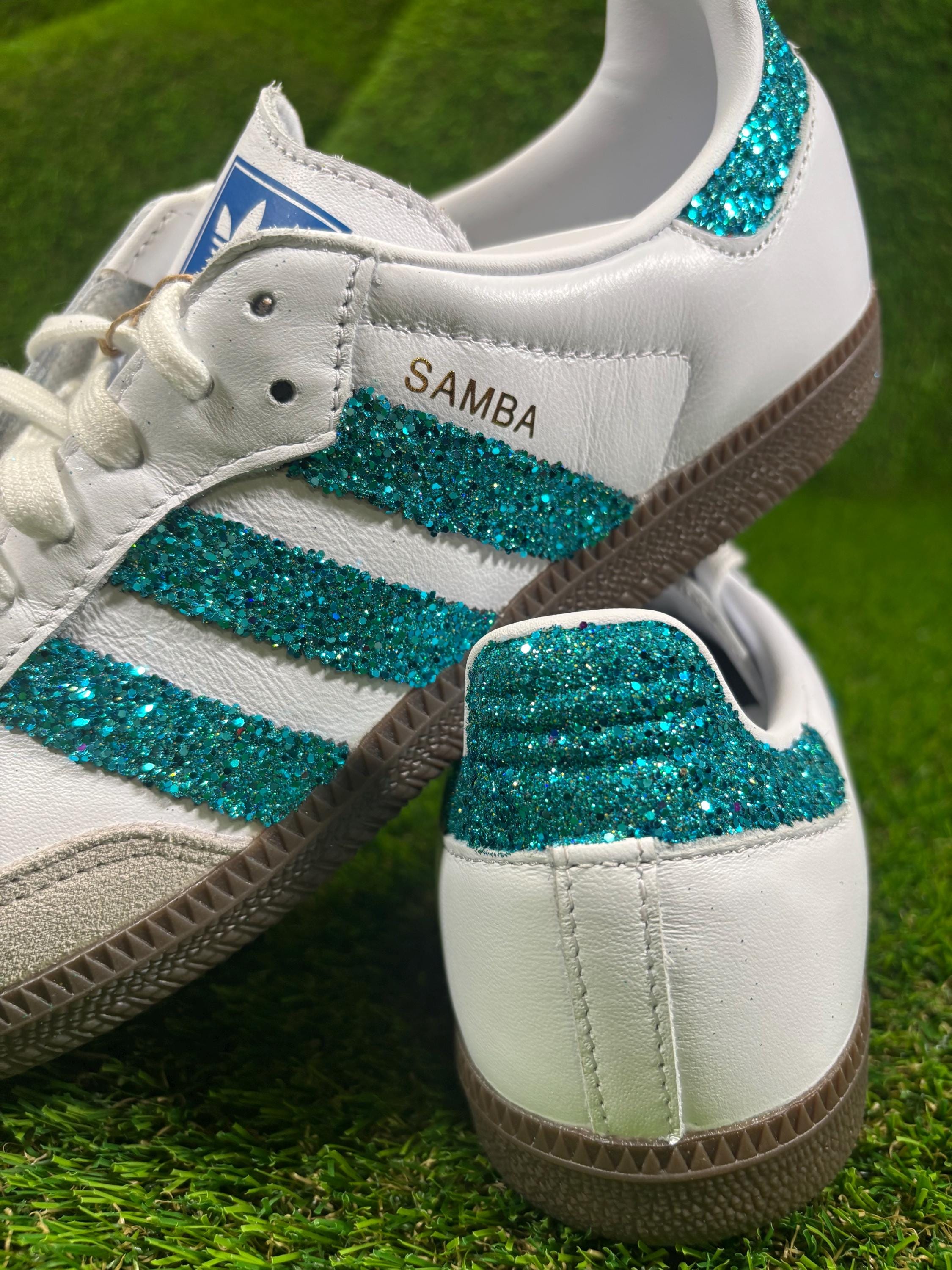 adidas gazelle silver green womens Adidas Samba Og Cloud White Legacy Teal Womens – Kicks Machine