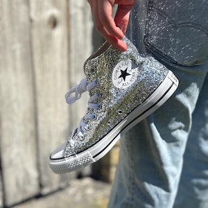 Custom silver glitter Converse, all stars. low top or high top. classic converse