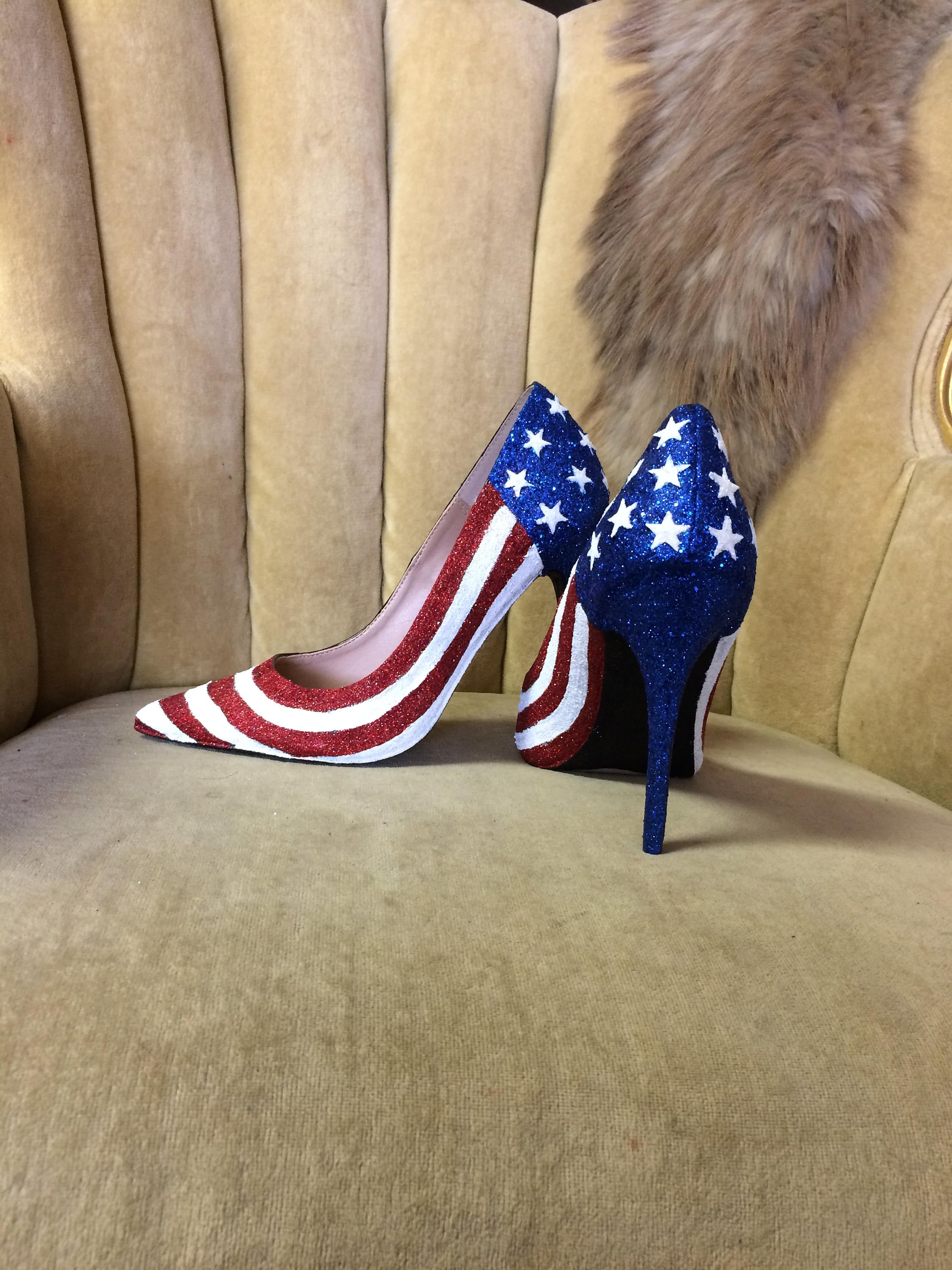 Custom Made to Order American Flag High Heels. Red White and - Etsy