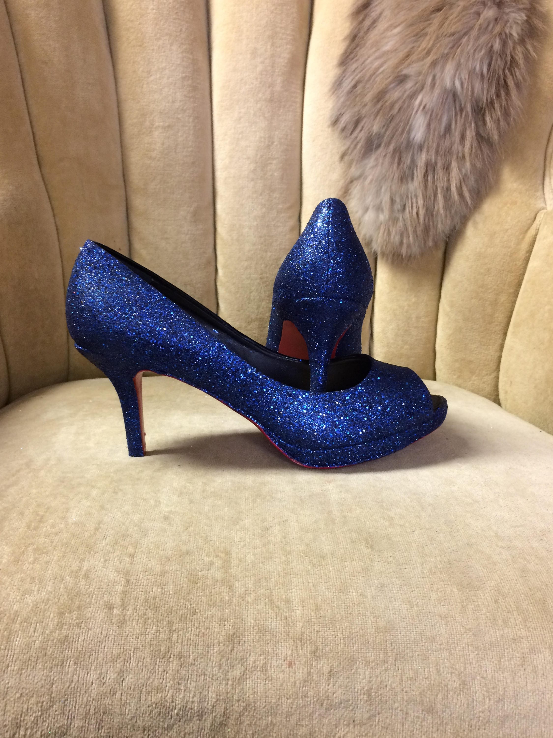 HerStyle Rumors-Glitter, Chunky heel, ankle strap (RoyalBlue)