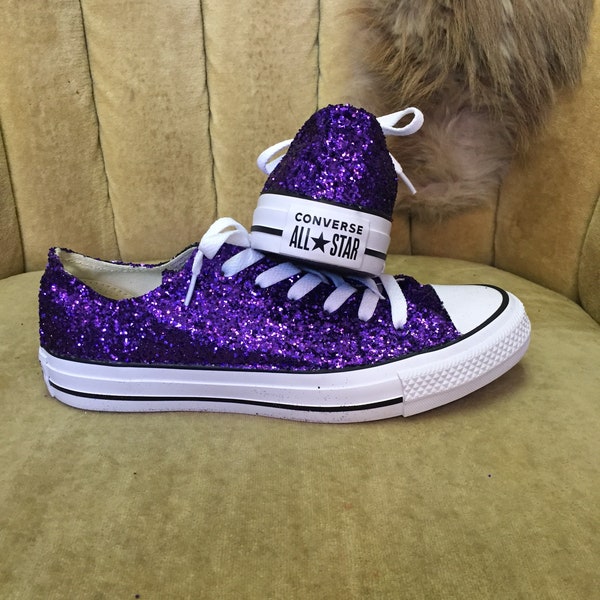 Authentic converse all stars in purple glitter. Custom made to order in any color