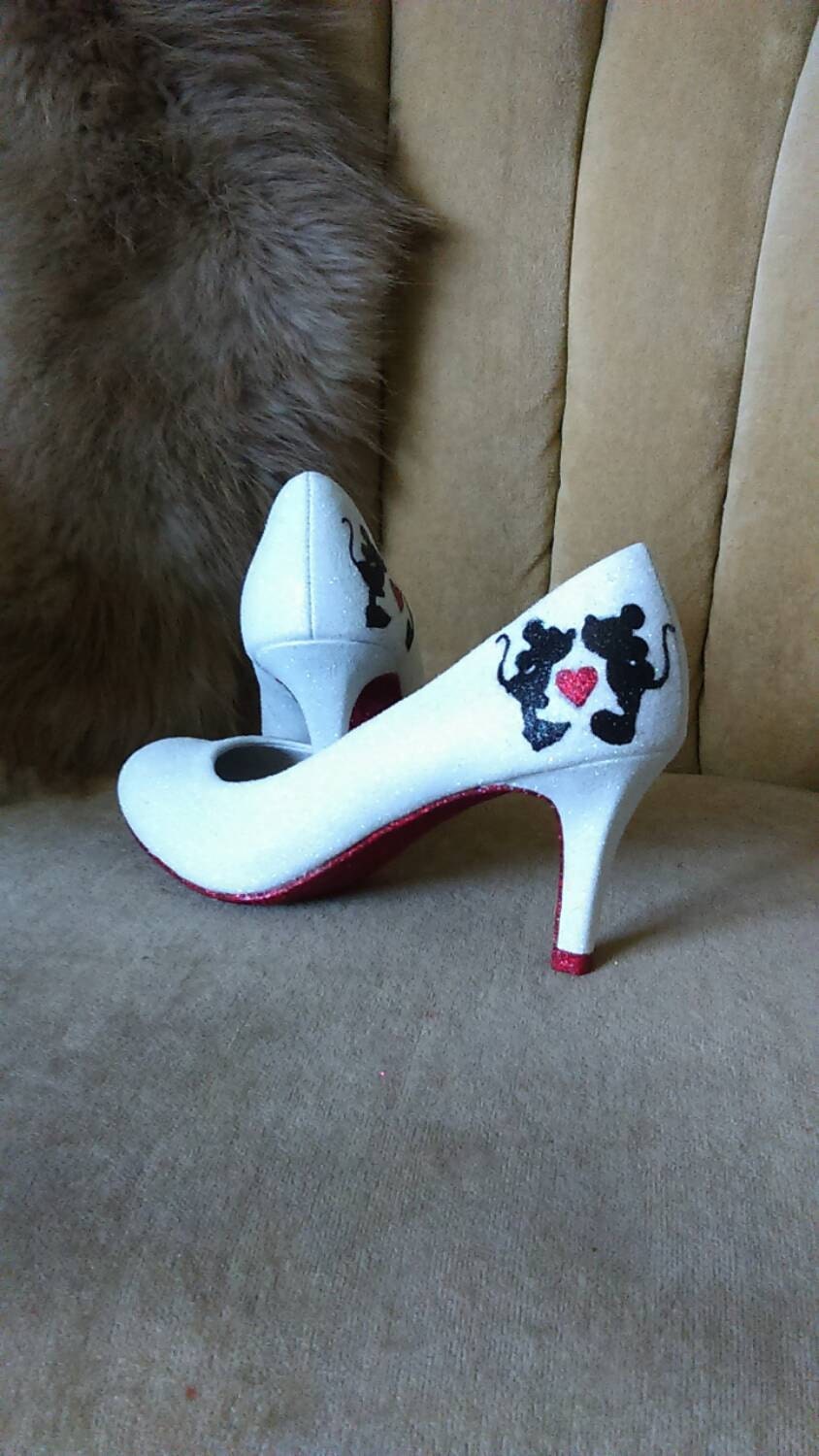 Bourgeon Shaded bånd Minnie and Mickey Mouse Fan Art High Heels. Custom Hand | Etsy
