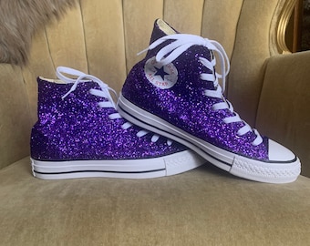 Authentic converse all stars in purple glitter. Custom made to order in any color