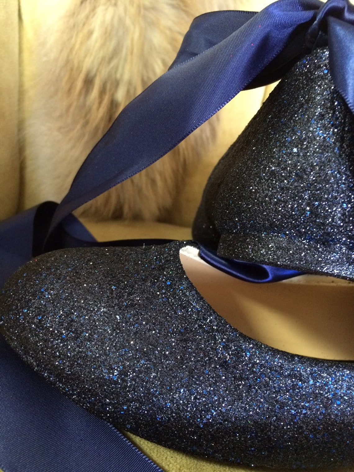 blue sparkle ballet flats