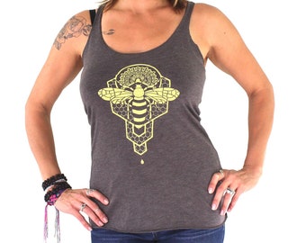 Bee | Screen Printed Women's Tank Top | Brown