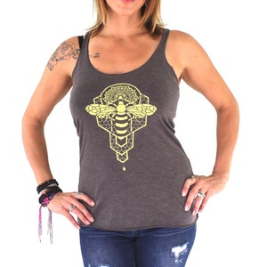 Bee | Screen Printed Women's Tank Top | Brown