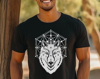 Wolf | Unisex T-Shirt | Black Wolf Shirt Wolf Original Art Wolf Tshirt Sacred Geometry