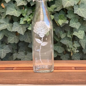 Love Rose | Glass Bottle | Laser Etched Original Artwork