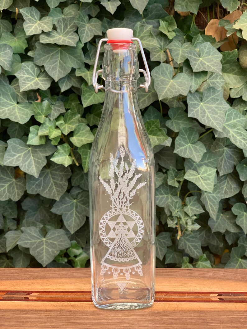 Lavender Glass Bottle Laser Etched Original Artwork Etsy