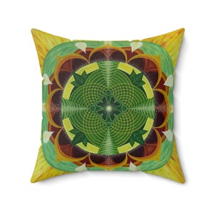 Synergy Mandala Kissen Original Kunst Kissen Heilige Geometrie Dekokissen Heilige Geometrie Deko Künstler Mandala Ölgemälde