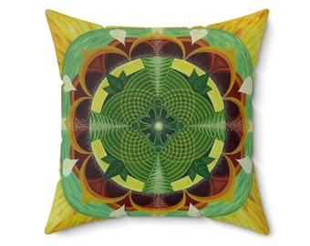 Synergy Mandala Pillow Original Art Pillow Sacred Geometry Throw Pillow Sacred Geometry Decor Visionary Mandala Artist Mandala Oil Painting
