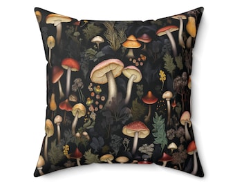 Mystical Mushroom Pillow Mushroom Design Mushroom Decor Magic Mushroom Throw Pillow for Mushroom Lover