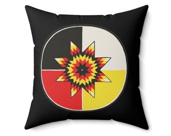 Medicine Wheel Mandala Pillow Original Art Pillow Native American Throw Pillow Native American Decor Lakota Star Pillow Tribal Art Pillow