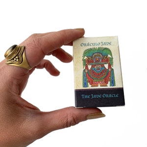 Mini baralho de oráculo de jade com folheto guia arte asteca história asteca baralho de cartas oracle mexicano antigo baralho de cartas de tarô nahuatl espanhol inglês