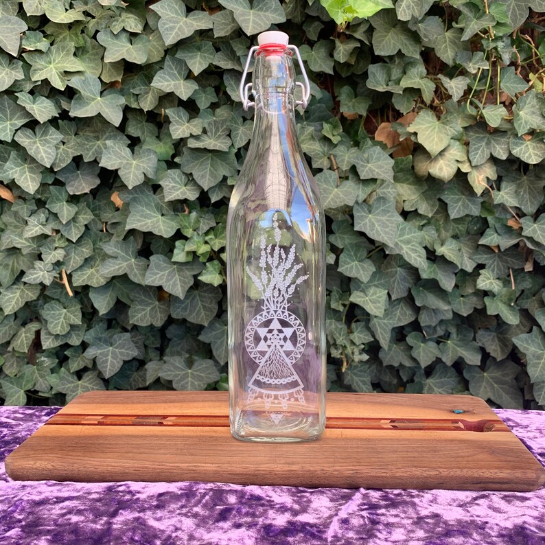Lavender Glass Bottle Laser Etched Original Artwork Etsy