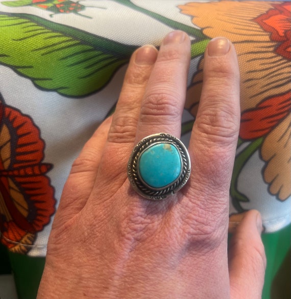 Vintage Sterling Silver and Turquoise Ring - image 1