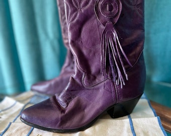 Vintage Womens Purple Tassled Laredo Cowboy Boots