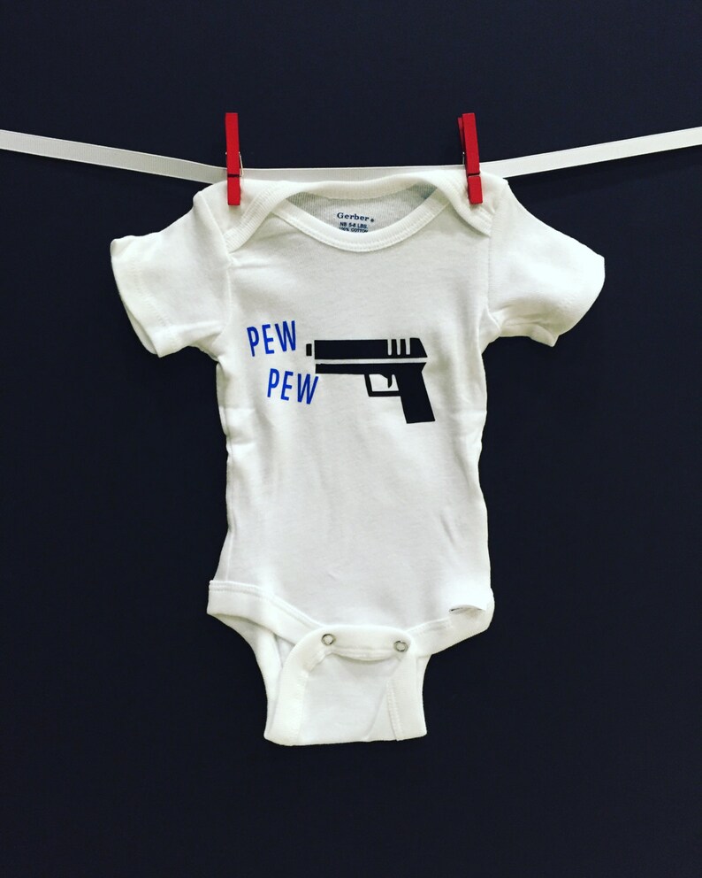 Gun firearm weapon pew pew baby onesie Etsy