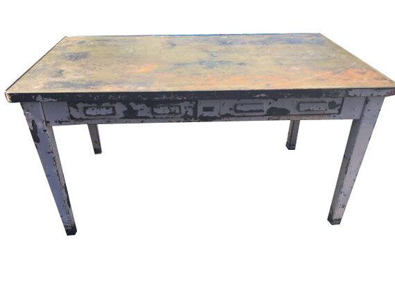 Rustic Farmhouse Distressed Metal Dining Table Accent Etsy
