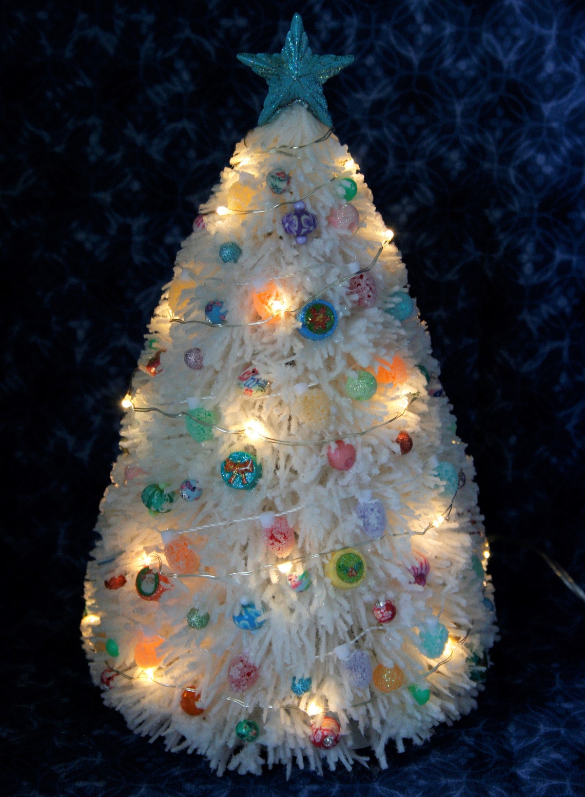 Miniature Dollhouse Lighted Christmas TREE fluffy White 12th Etsy