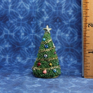 1:48 Miniature Dollhouse Christmas TREE 1/4" quarter scale for doll's house tiny handcrafted holiday diorama craft <2" tall small scale 48th