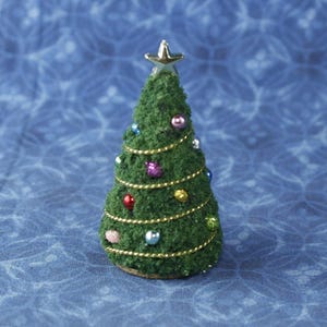 1:48 Miniature Dollhouse Christmas TREE 1/4&quot; quarter scale for doll&#39;s house tiny handcrafted holiday diorama craft &lt;2&quot; tall small scale 48th