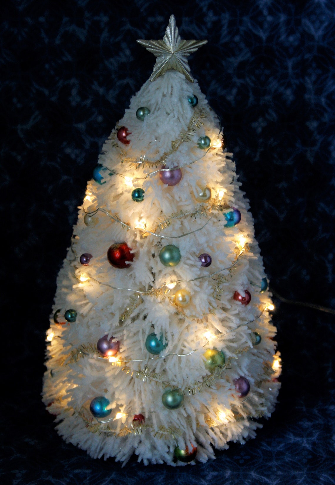 Miniature Dollhouse Lighted Christmas TREE Fluffy White 12th Etsy