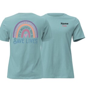 Personalized Nurse T-Shirt: Rainbow Heart Graphic, Custom RN Gift