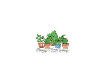 Pegatina de la Señora Loca de las Plantas: Calcomanía de vinilo sin burbujas