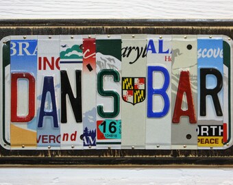 Custom Bar Sign - License Plate Art - Father's Day Gift - Mancave Art - Rustic Cabin Decor - Mancave Custom Bar - Gift for Him - Dad Gift