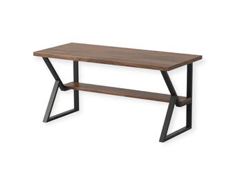 Set of Black Table Desk with Shelf Legs CK-108