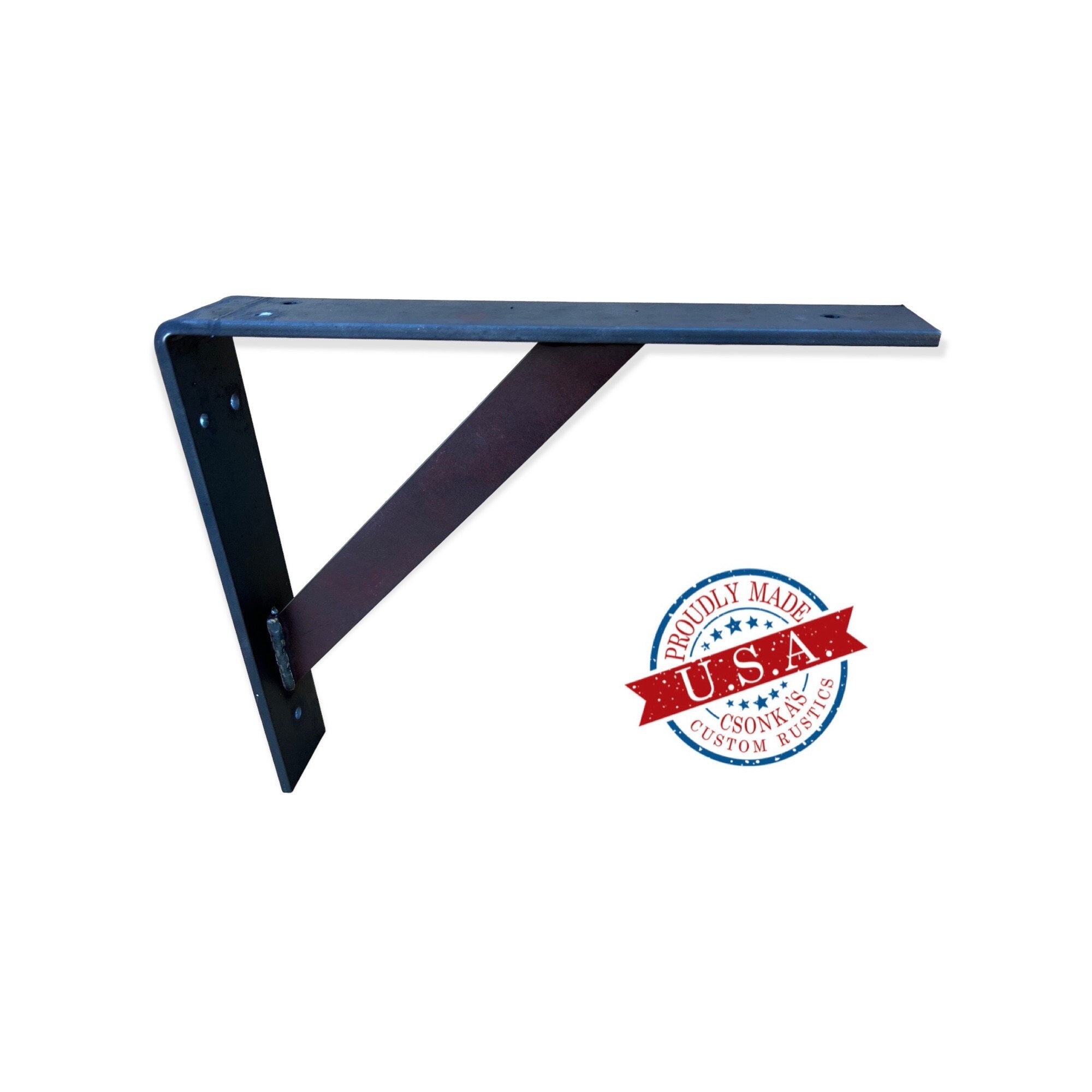 Heavy Duty Custom Angle Shelf Bracket with Bracing (2 Wide 1/4 Thick)