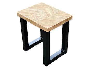 Chevron Butcher Block Side Table