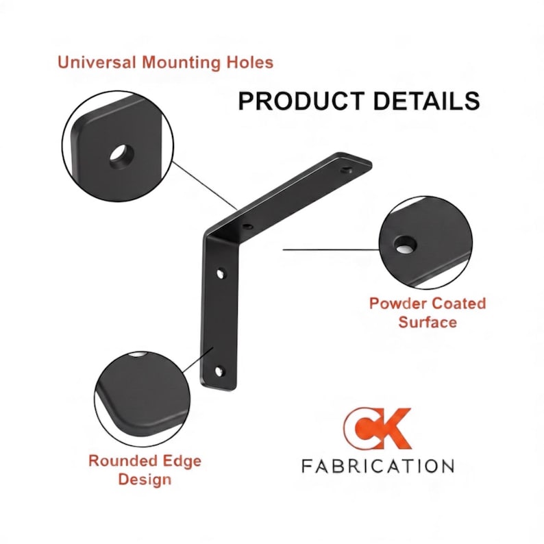 Angle Shelf Bracket, Black, Gold, White, Metal Shelf Bracket, Floating Shelf Bracket, Shelf Bracket, Hidden floating, Steel Shelf Bracket image 2