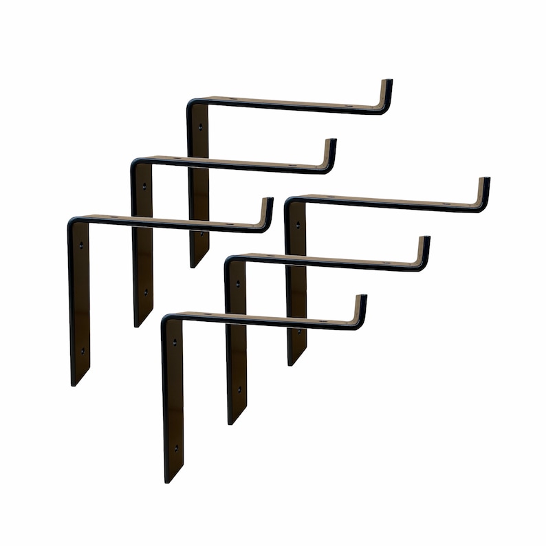 6 Pack Lip Shelf Brackets, Z Bracket, Shelf Bracket, Floating Shelf Bracket, Metal Shelf Bracket, Bracket, Metal Bracket, 1.5 x 3/16 BLACK POWDER COAT