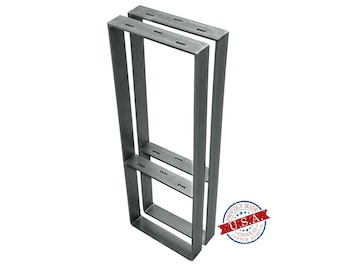 Square Legs with Middle Shelf  (2" Wide - 1/4" Thick Metal) (Size Range: 8-20"L x 4-38"H)