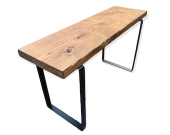 Wood Bench with Flat Bar Metal Legs