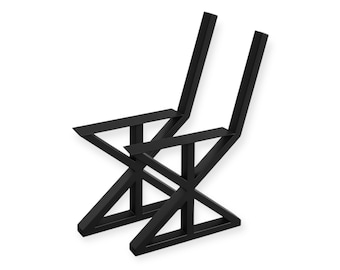 Set of Black X Bench Leg with Backrest AZ-85