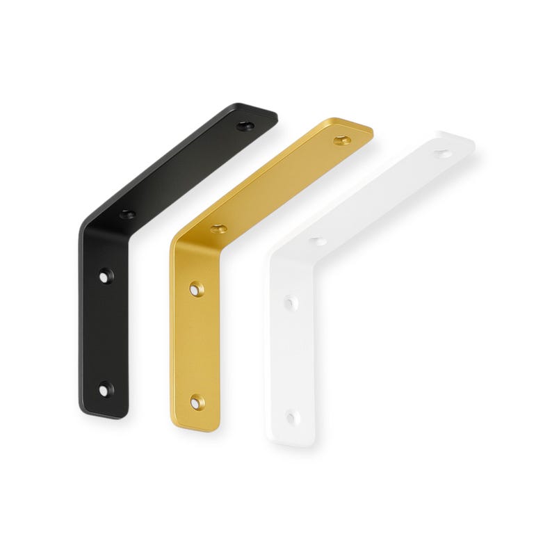 Angle Shelf Bracket, Black, Gold, White, Metal Shelf Bracket, Floating Shelf Bracket, Shelf Bracket, Hidden floating, Steel Shelf Bracket image 1